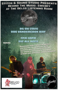 Show poster for May 8th 2026 in Longview Washington at The Delco Listening Room