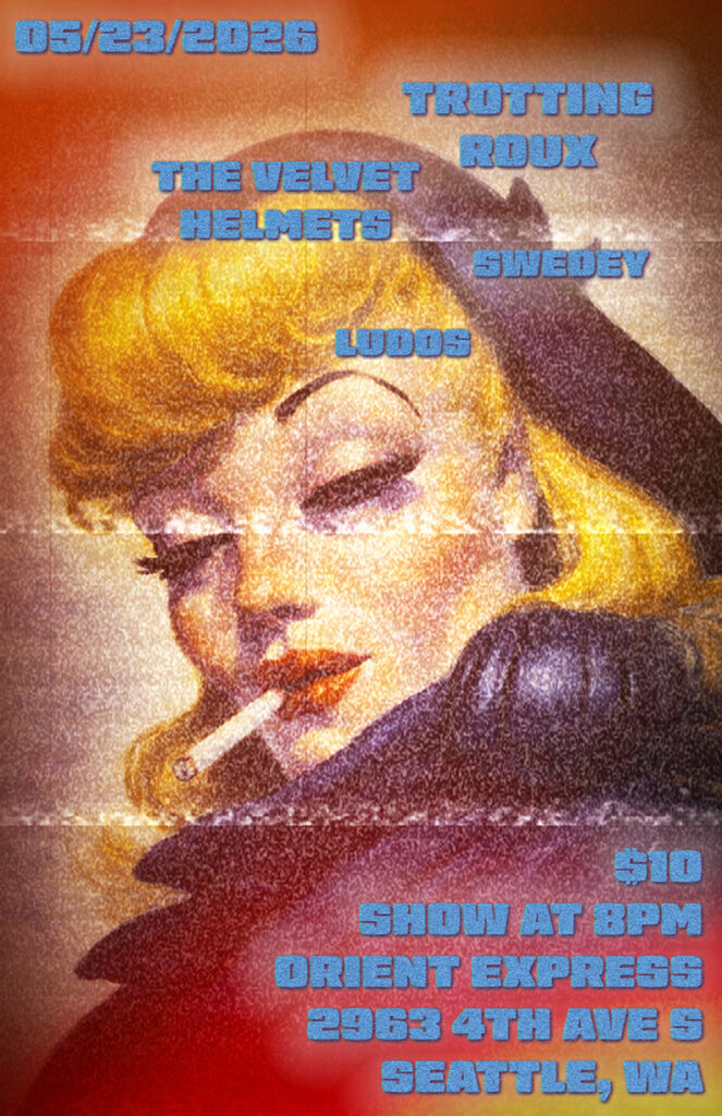Seattle, WA - 05/23/2026 - Swedey at Orient Express in SoDo Seattle with friends Ludos, Trotting Roux, and The Velvet Helmets